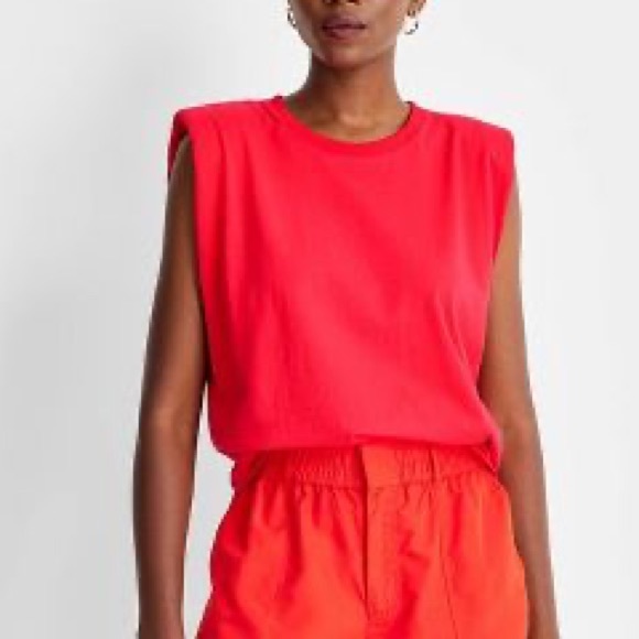 🔖 FUTURE COLLECTIVE Kahlana Barfield Brown Sleeveless Cut-Out Back T-Shirt Red - Picture 2 of 7